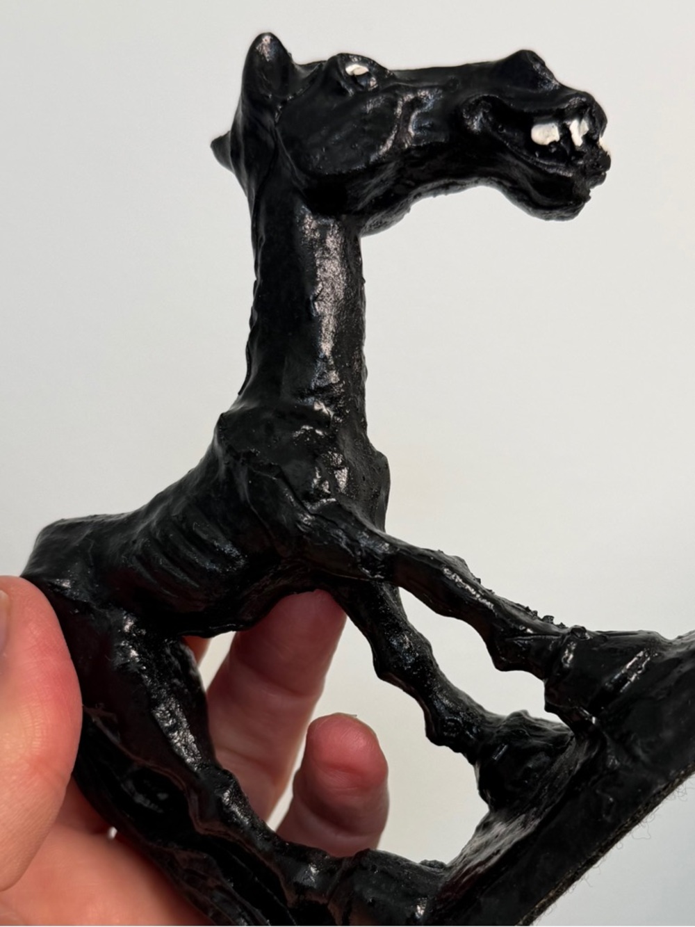 Hand Carved Coal Donkey Figurine / Sculpture